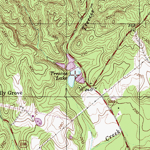 Topographic Map of Treeces Lake, NC