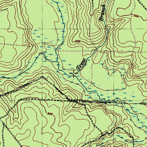 Topographic Map of Trent Branch, NC