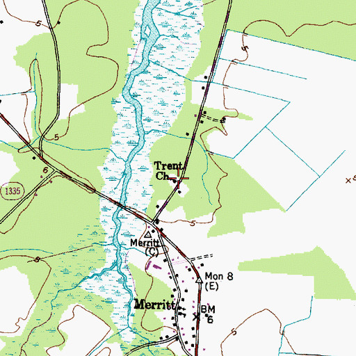 Topographic Map of Trent Church, NC