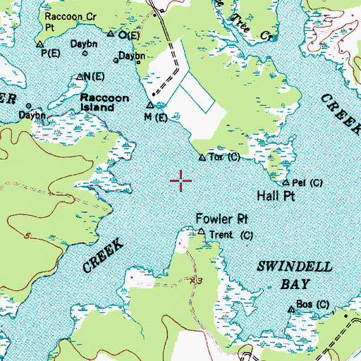Topographic Map of Trent Creek, NC