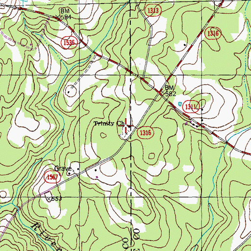 Topographic Map of Trenton Church, NC
