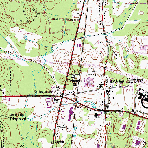 Topographic Map of Triangle Church, NC