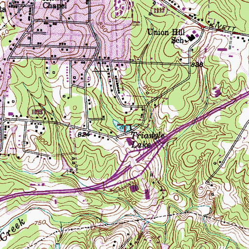 Topographic Map of Triangle Lake, NC