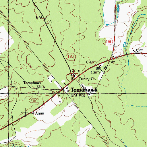 Topographic Map of Trinity Church, NC
