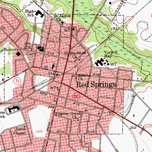 Topographic Map of Trinity Church, NC