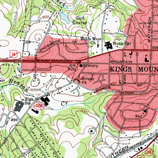 Topographic Map of Trinity Church, NC