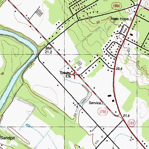 Topographic Map of Trinity Church, NC