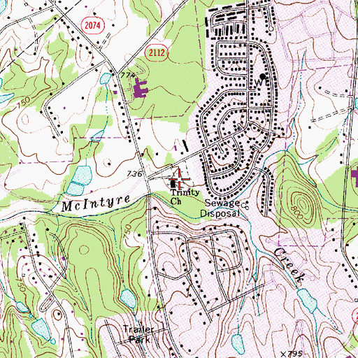 Topographic Map of Trinity Church, NC