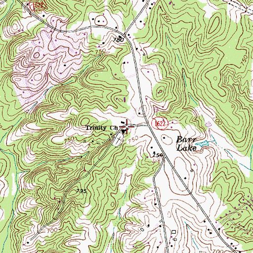 Topographic Map of Trinity Church, NC