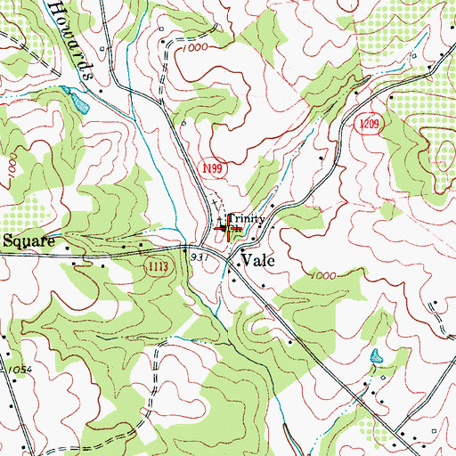 Topographic Map of Trinity Church, NC