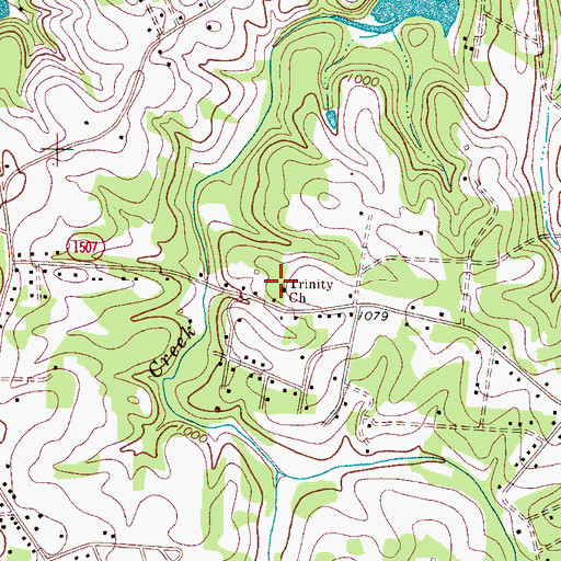 Topographic Map of Trinity Church, NC