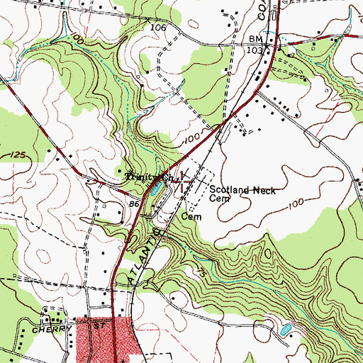 Topographic Map of Trinity Church, NC