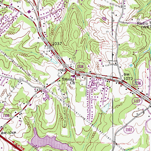 Topographic Map of Trinity United Methodist Church, NC