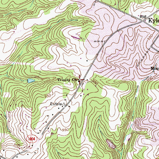 Topographic Map of Trinity Church, NC