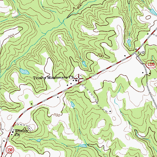 Topographic Map of Trinity Missionary Church, NC