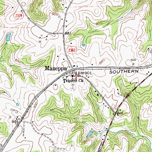 Topographic Map of Triplett Church, NC