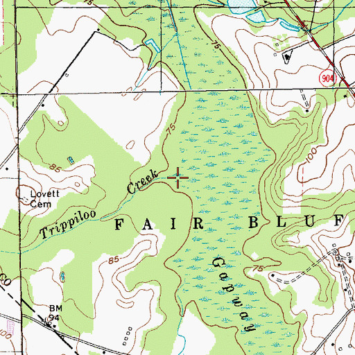 Topographic Map of Trippiloo Creek, NC