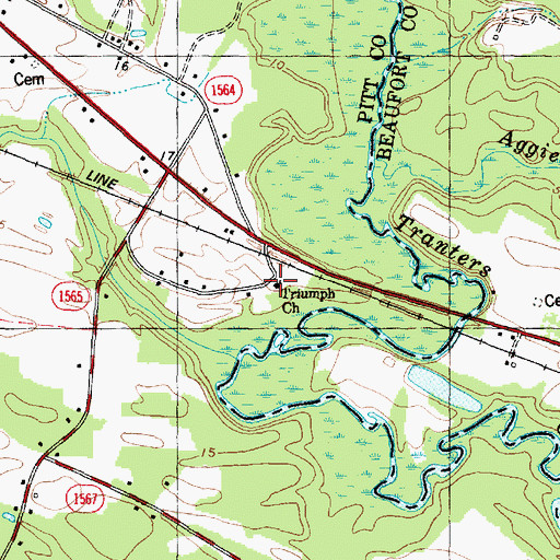 Topographic Map of Triumph Church, NC