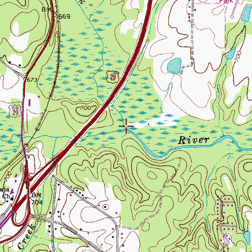 Topographic Map of Troublesome Creek, NC