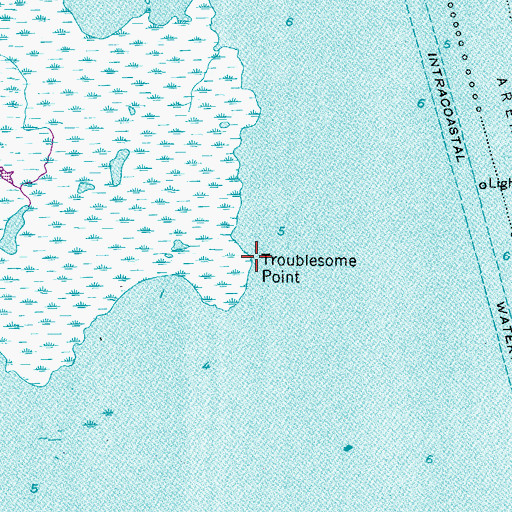Topographic Map of Troublesome Point, NC