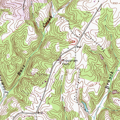 Topographic Map of Troutman Cemetery, NC