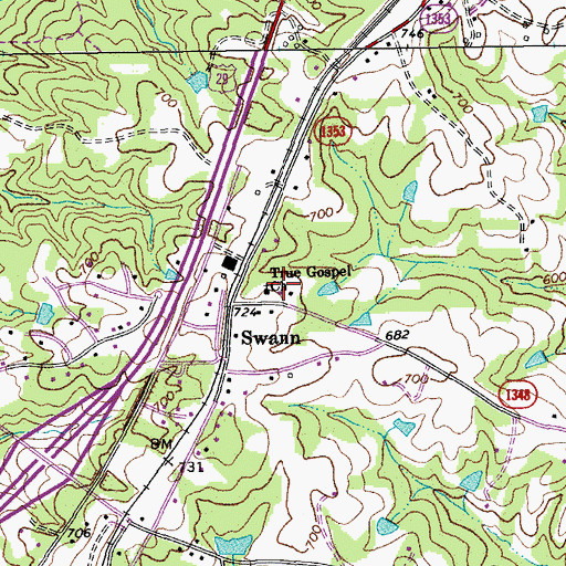 Topographic Map of True Gospel Church, NC