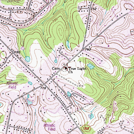 Topographic Map of True Light Church, NC