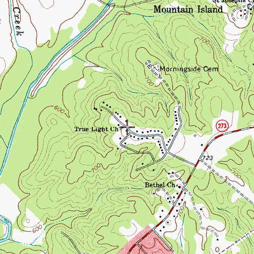 Topographic Map of True Light Church, NC