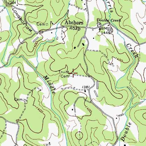 Topographic Map of Truitt Cemetery, NC