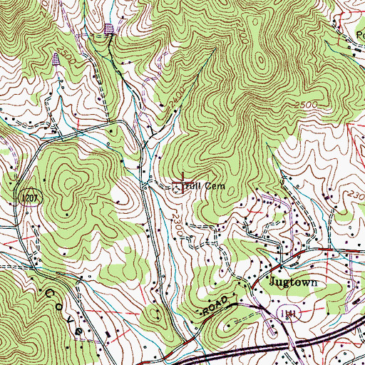 Topographic Map of Trull Cemetery, NC