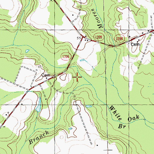 Topographic Map of Tuckahoe Branch, NC