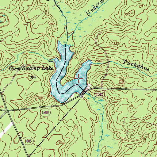 Topographic Map of Tuckahoe Branch, NC