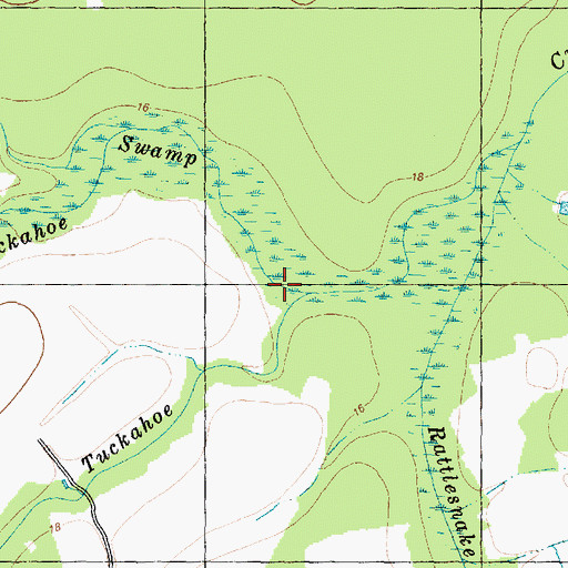 Topographic Map of Tuckahoe Swamp, NC