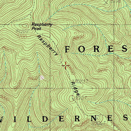 Topographic Map of Raspberry Ridge, AZ