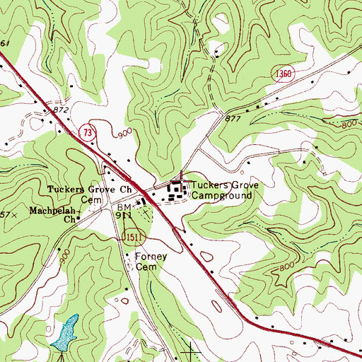 Topographic Map of Tuckers Grove Campground, NC