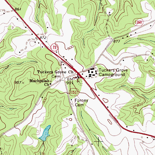 Topographic Map of Tuckers Grove Church, NC