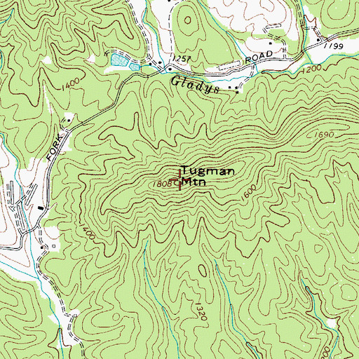 Topographic Map of Tugman Mountain, NC