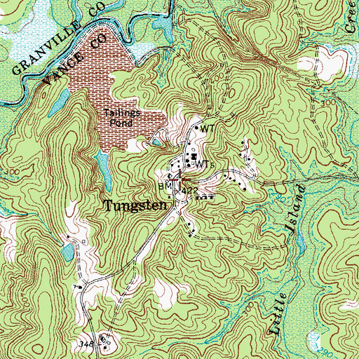 Topographic Map of Tungsten, NC