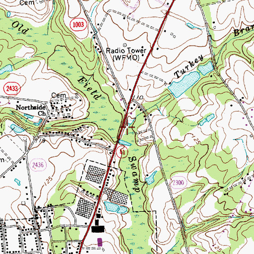 Topographic Map of Turkey Branch, NC