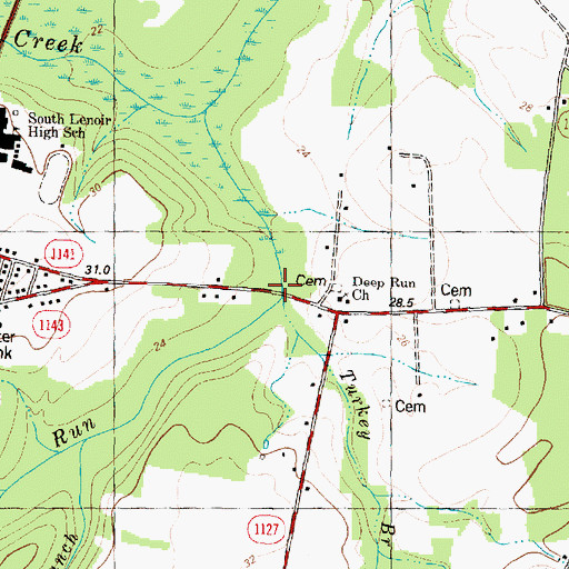 Topographic Map of Turkey Branch, NC