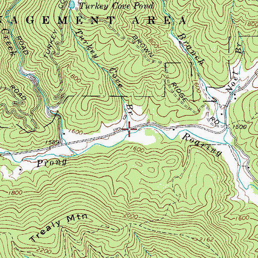 Topographic Map of Turkey Cove Branch, NC