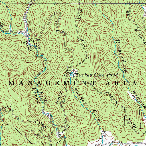 Topographic Map of Turkey Cove Pond, NC