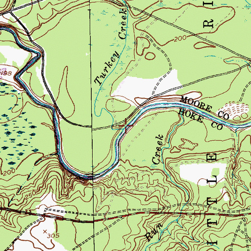 Topographic Map of Turkey Creek, NC