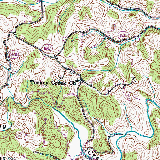 Topographic Map of Turkey Creek Church, NC