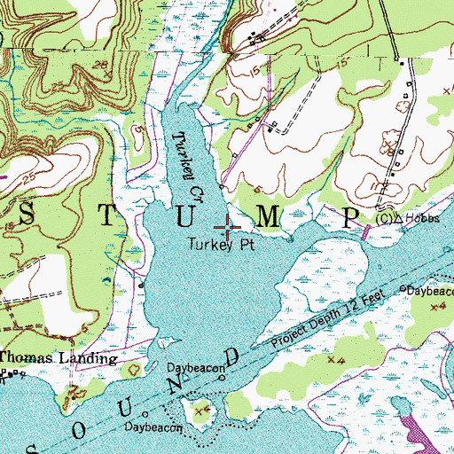 Topographic Map of Turkey Point, NC
