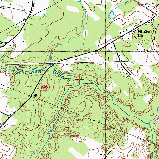Topographic Map of Turkeypen Branch, NC