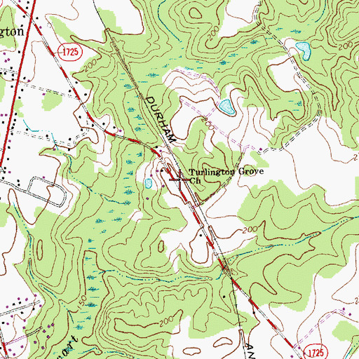 Topographic Map of Turlington Grove Church, NC