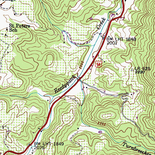 Topographic Map of Turnbreeches Creek, NC
