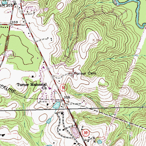 Topographic Map of Turner Cemetery, NC
