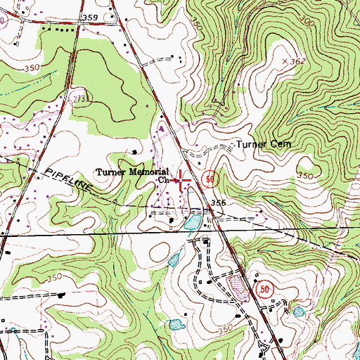 Topographic Map of Turner Memorial Church, NC